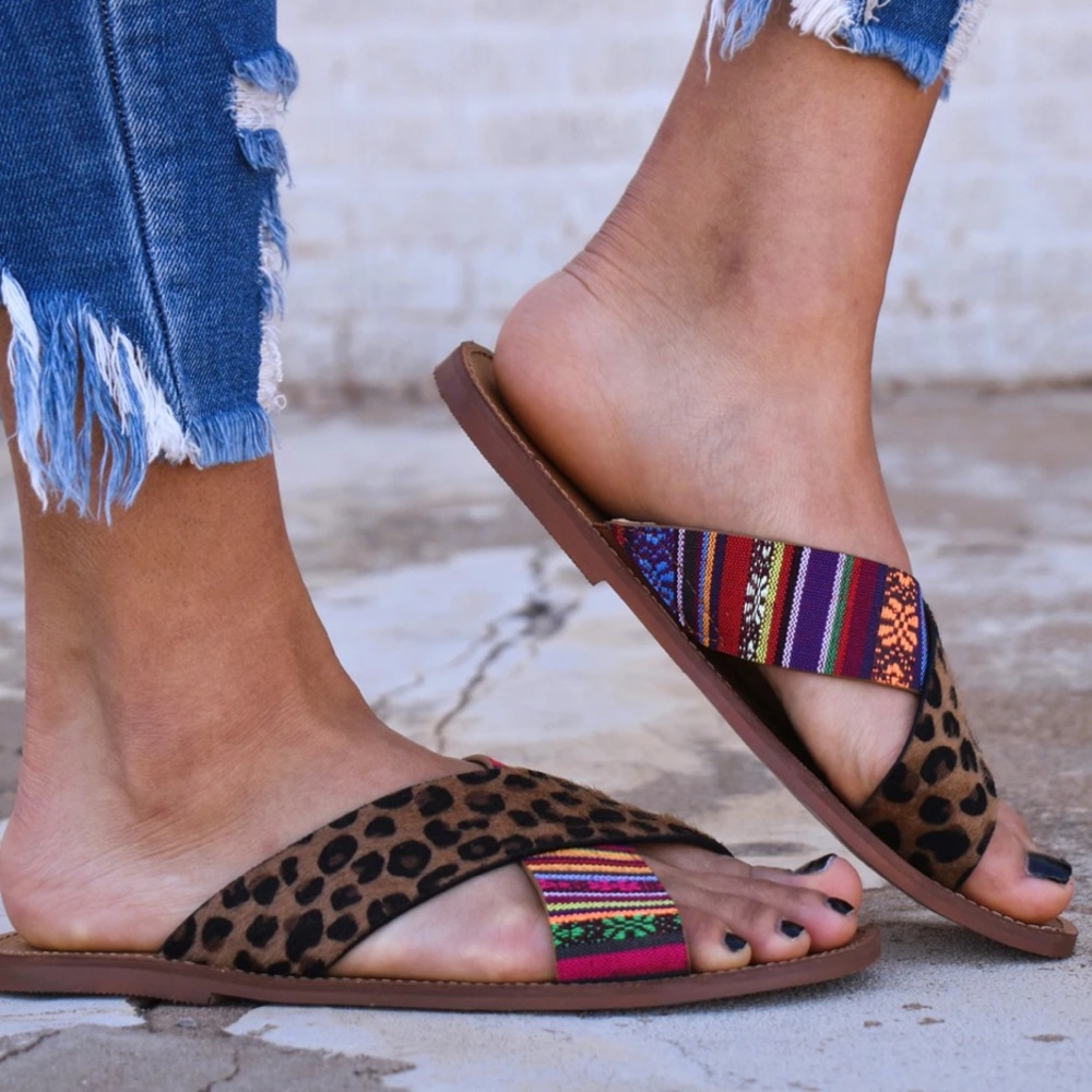 Very G Serape Leopard Sandals - Picture 3 of 13